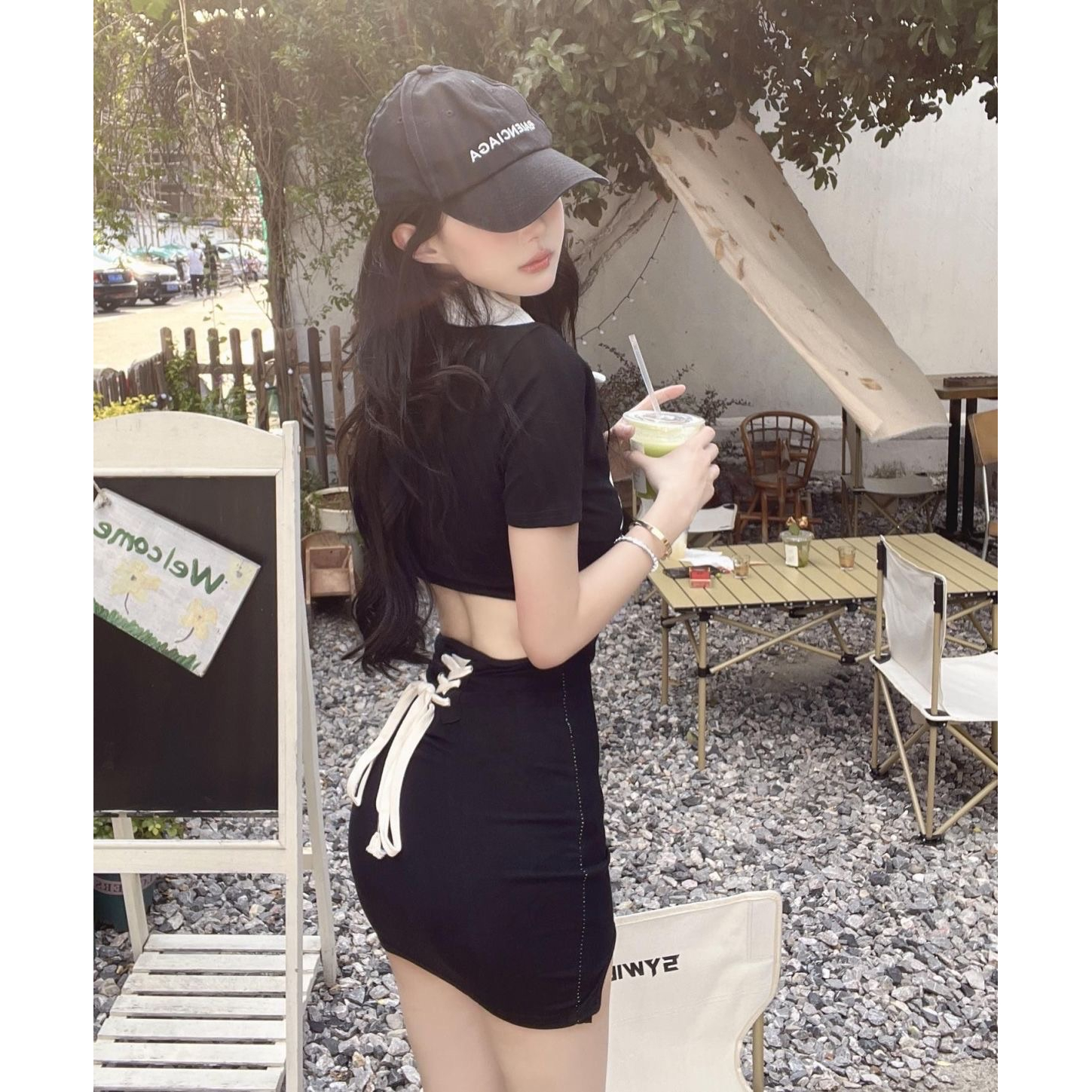 短袖polo綁帶連衣裙🎀-細節圖3