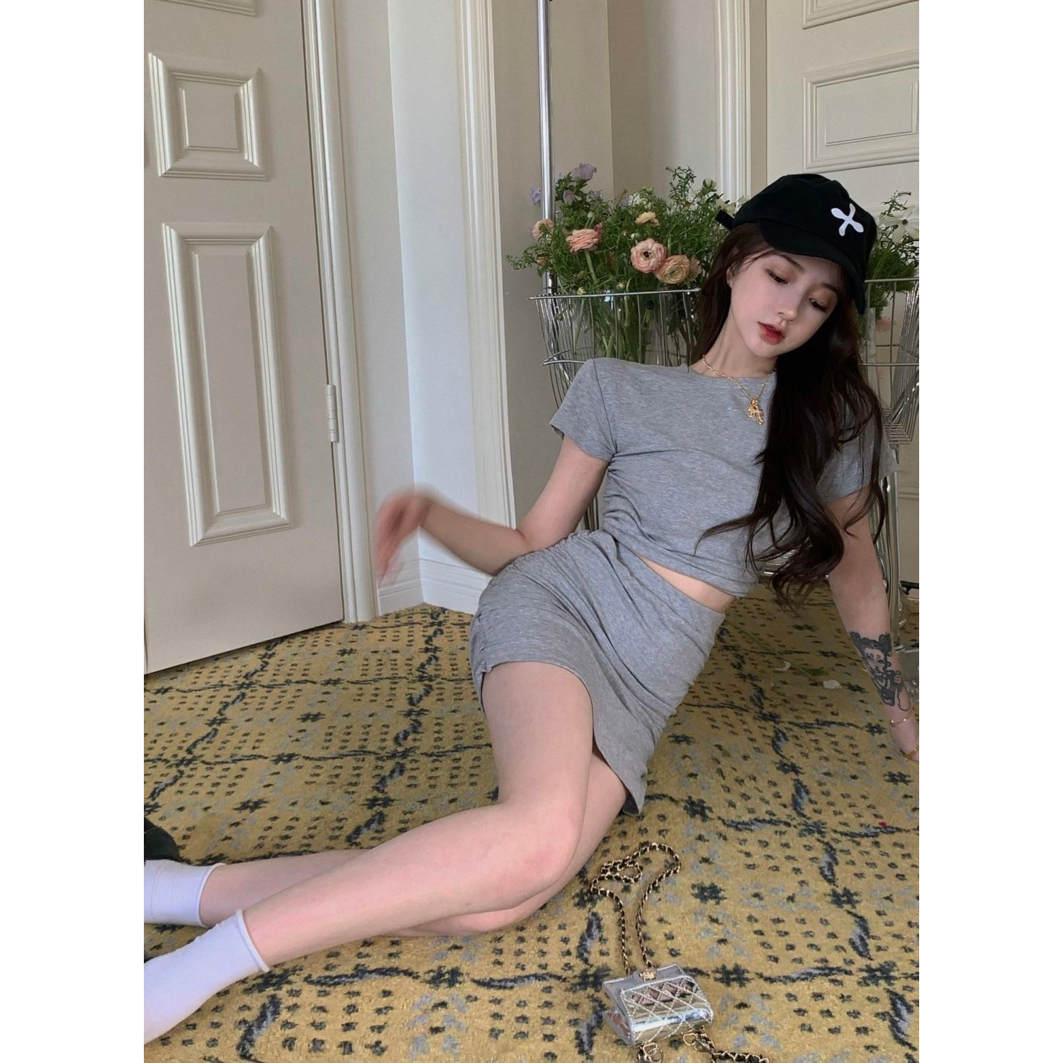 短袖露背兩件式套裝🤍-細節圖2