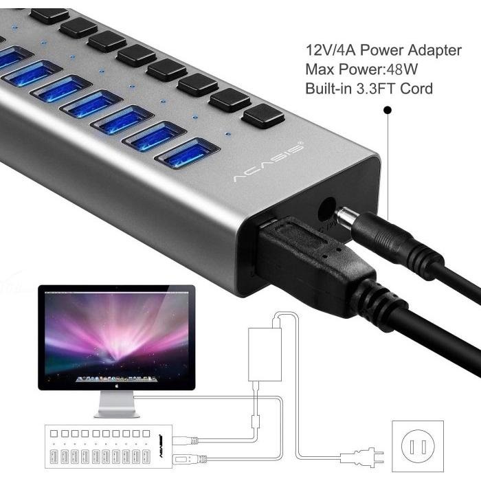 台灣出貨Acasis阿卡西斯集線器USB3.1 type-c Hub 16埠鋁合金外殼HS-716MG-細節圖4
