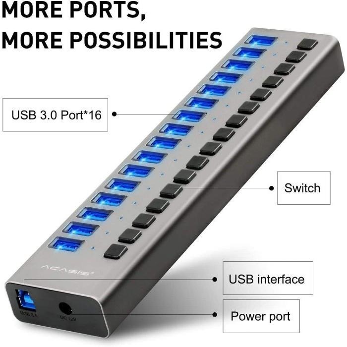 台灣出貨Acasis阿卡西斯集線器USB3.1 type-c Hub 16埠鋁合金外殼HS-716MG-細節圖5