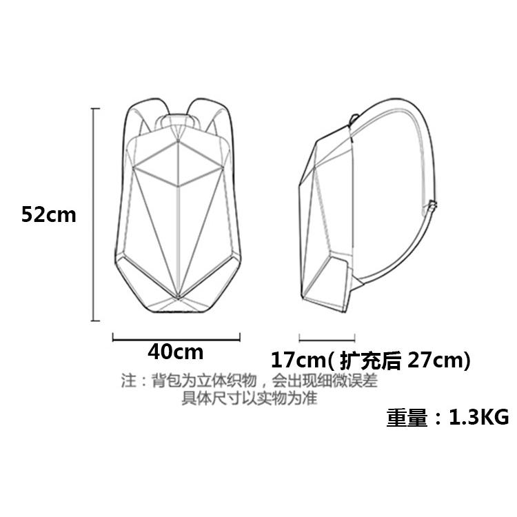 GHOST RACING摩托車機車後背包 男生鑽石菱格雙肩包 安全帽頭盔包騎士騎行摩旅碳纖維硬殼 反光電腦包-細節圖3