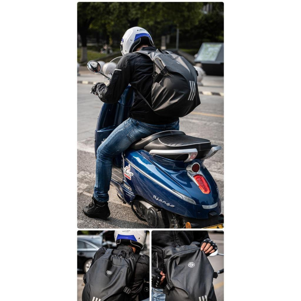 加厚頭盔包星空騎士包摩托車騎行背包雙肩包可放安全帽防水反光機車裝備-細節圖2