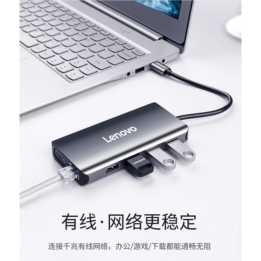 聯想Lenovo Type-C轉HDMI/VGA/USB/RJ45/USB3.0 PD擴充座Dock-細節圖4