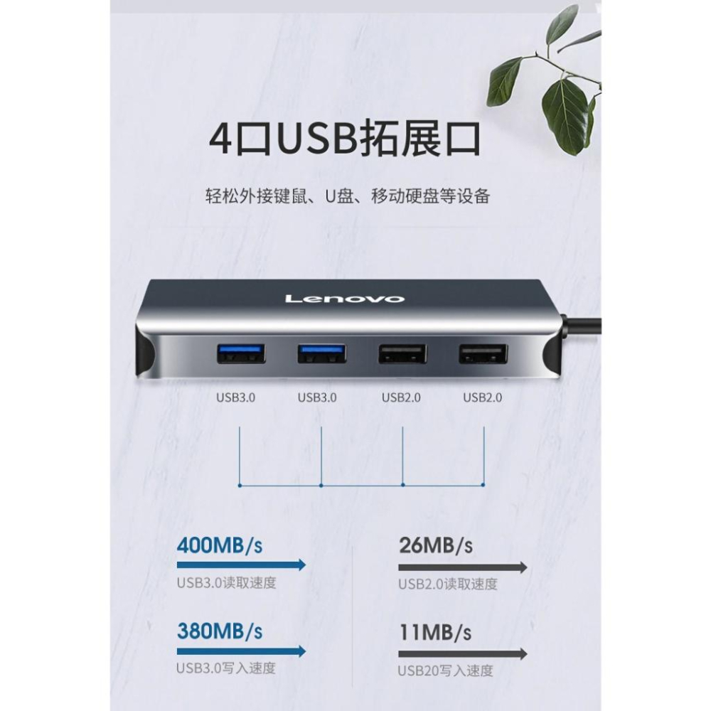 聯想Lenovo Type-C轉HDMI/VGA/USB/RJ45/USB3.0 PD擴充座Dock-細節圖6