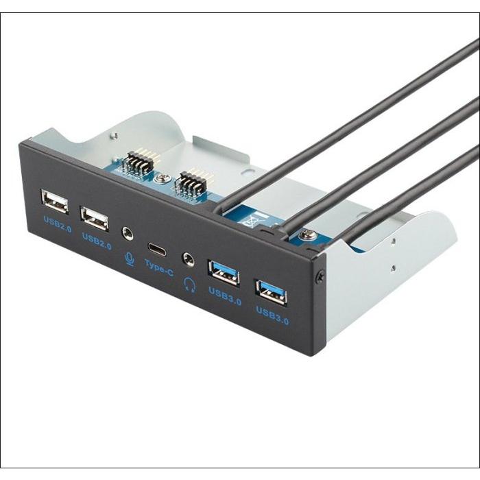 機殼前置5.25吋USB3.1+USB3.0+2.0+Audio擴充面板 支援主機板Type-E/Key-A