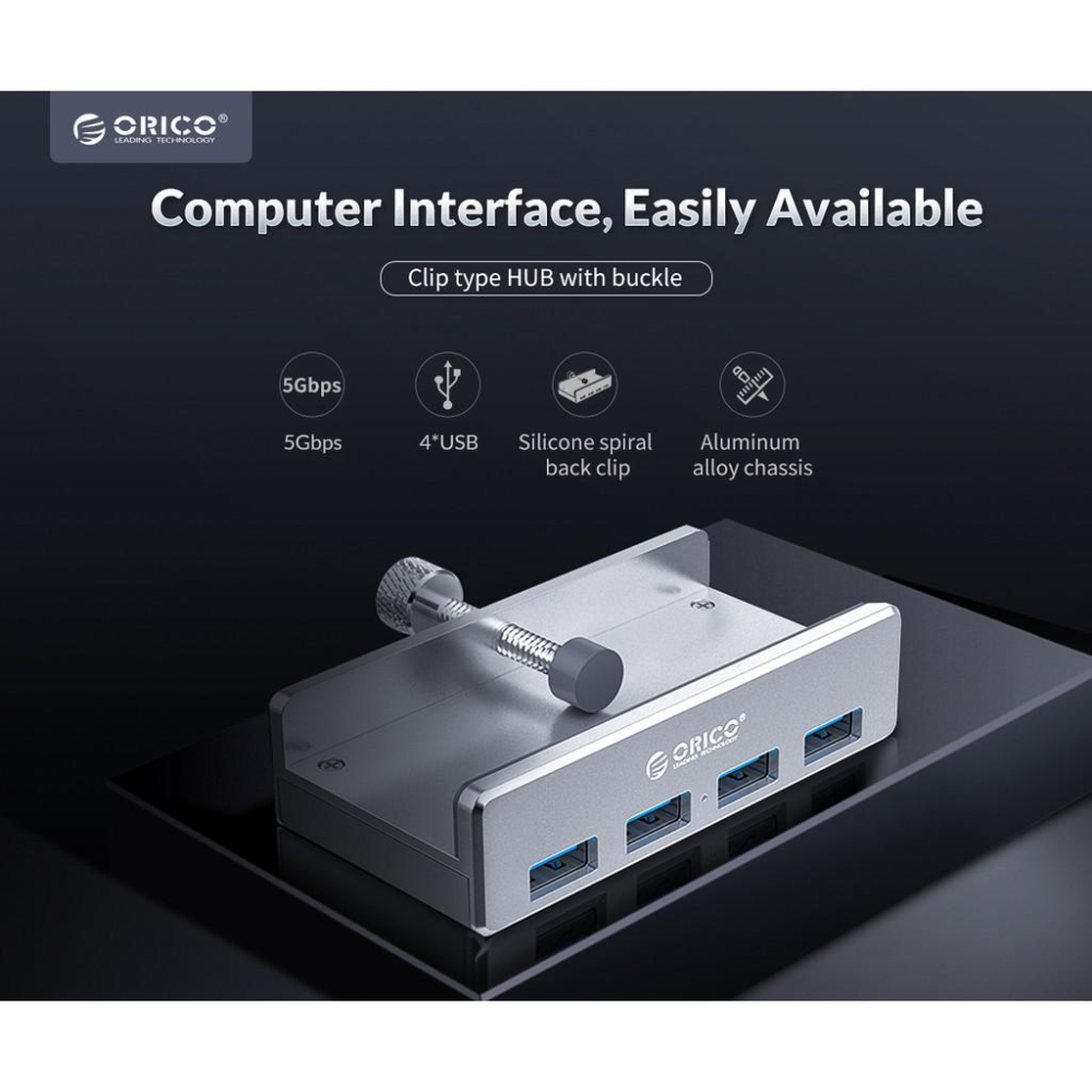 鋁合金4孔USB擴充集線器ORICO MH4PU鋁合金usb3.0分線器轉換卡扣擴展HUB集線器-細節圖2
