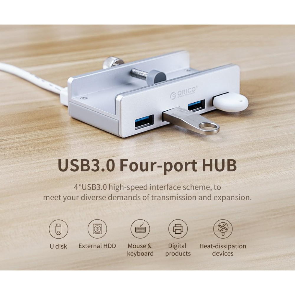 鋁合金4孔USB擴充集線器ORICO MH4PU鋁合金usb3.0分線器轉換卡扣擴展HUB集線器-細節圖5