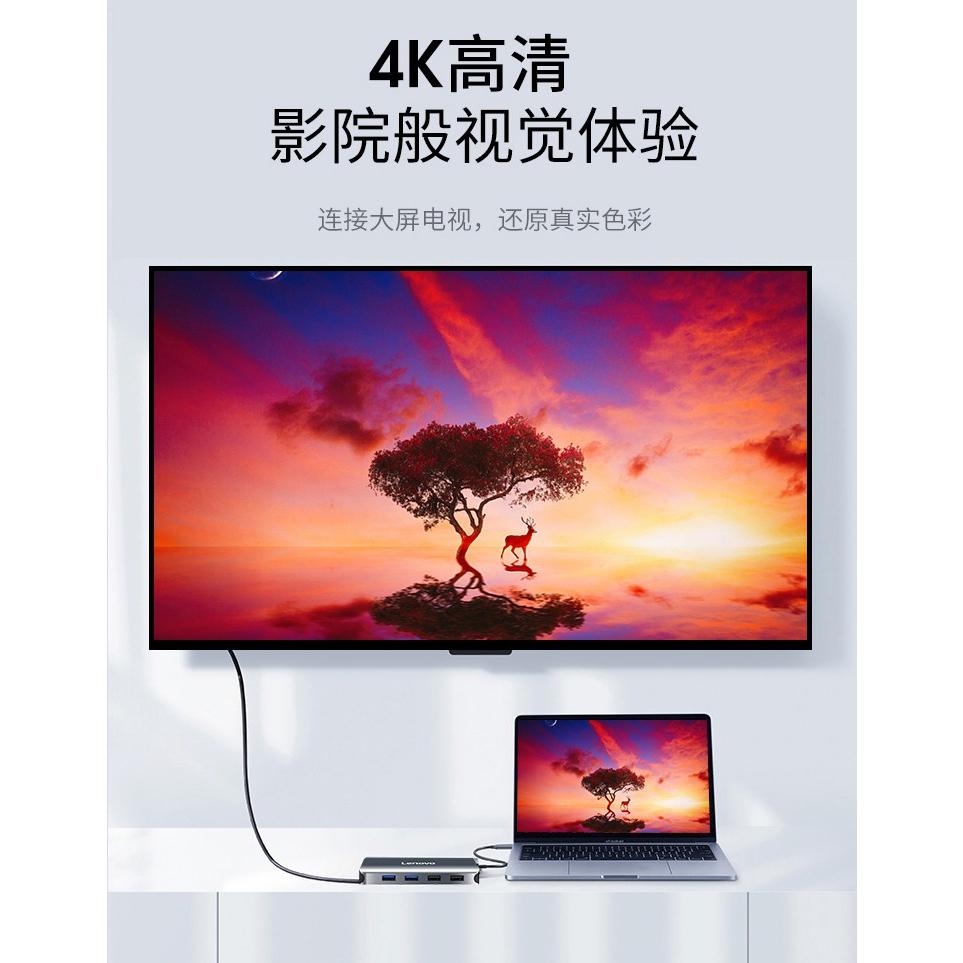 聯想 Lenovo LX0808 Type-C轉HDMI/VGA/USB/RJ45 八合一 PD 擴展塢 擴充 Dock-細節圖3