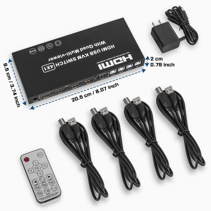 【紘普】送5條HDMI線 KVM四畫面4K/2K掛機整合同步器HDMI分割分屏切換器4進1出USB滑鼠鍵盤控制主機電腦1-細節圖7