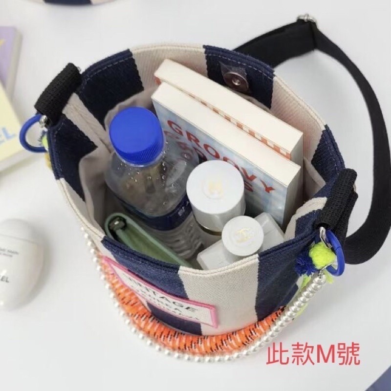 Chellmee ✈️韓國「MAKOMAKI 」 直條圓桶帆布肩背包-細節圖7