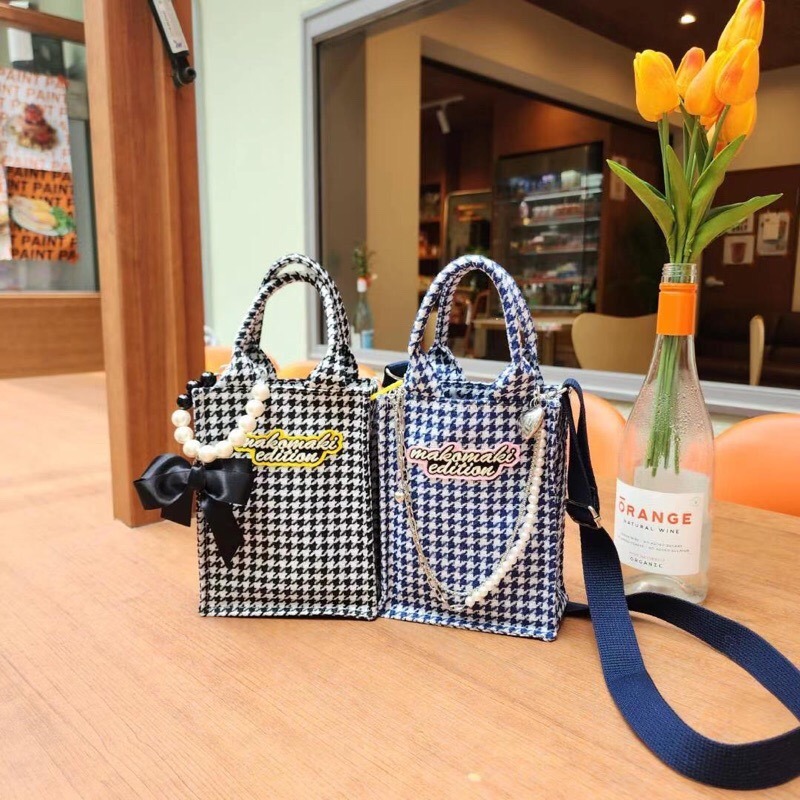 Chellmee ✈️韓國「MAKOMAKI  」千鳥格手提包 肩背包 側背包-細節圖2