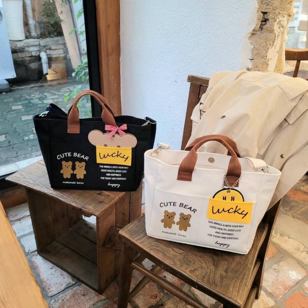 Chellmee ✈️韓國「MAKOMAKI 」幸運熊熊 手提包 側背包 肩背包-細節圖2