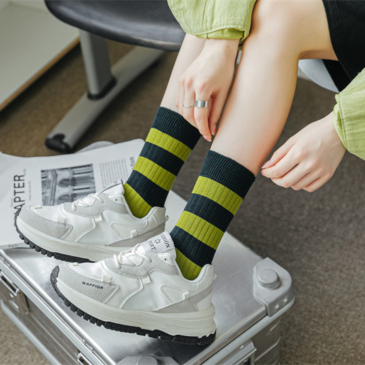 現貨 撞色潮流中筒襪 踝襪 中統襪 素色襪 潮流百搭 棉襪 襪子【D551】-細節圖6