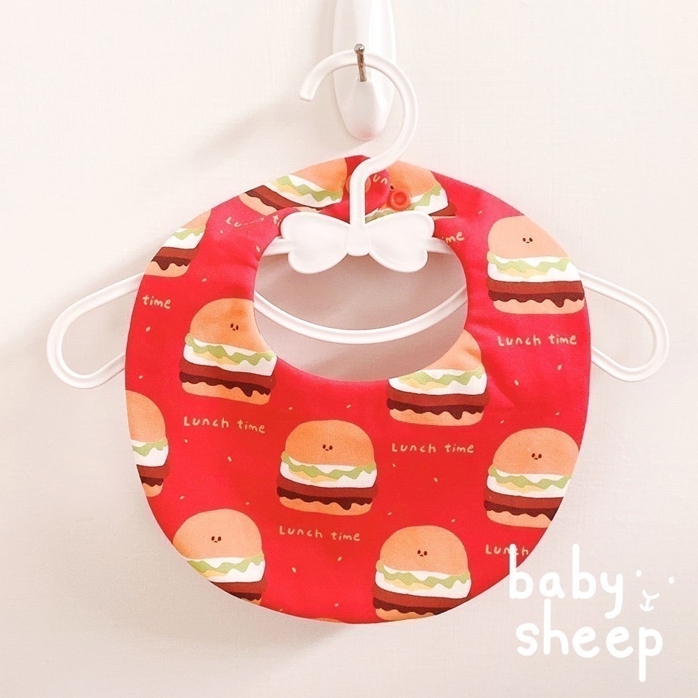 【babysheep】6層8層可愛漢堡圍兜 蛋型圓兜 圍兜兜 寶寶口水巾 手作圍兜 圍兜 口水巾 吸水兜 客製-細節圖4