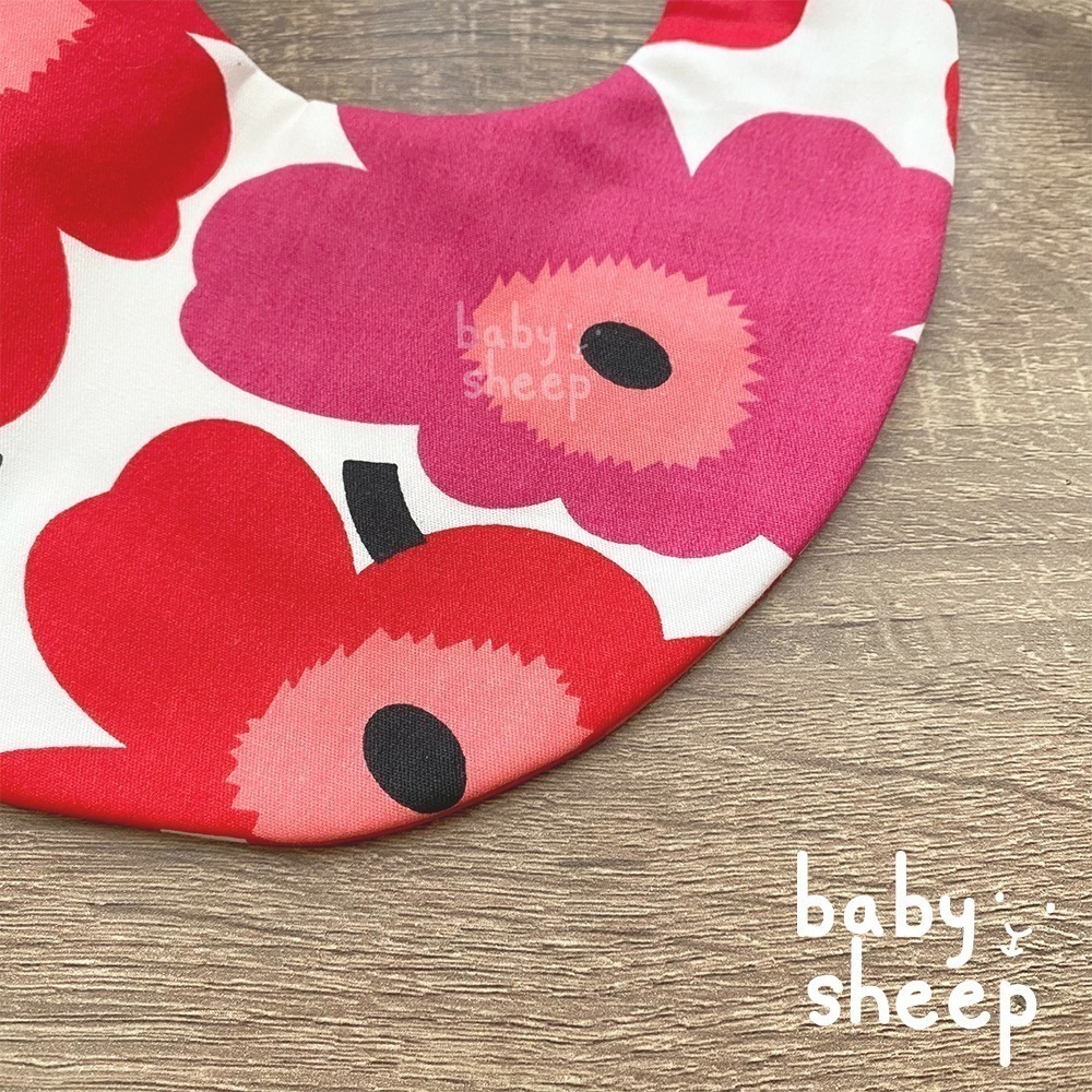 【babysheep】8層紅色大花圍兜 蛋型圓兜 花型圍兜 圍兜兜 三角圍兜 寶寶口水巾 手作圍兜 圍兜 口水巾 吸水兜-細節圖3
