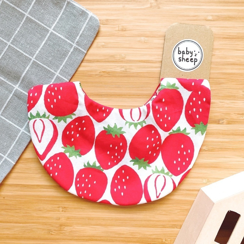 【babysheep】8層棉大草莓圍兜 蛋型圓兜 花型圍兜 圍兜兜 三角圍兜 寶寶口水巾 手作圍兜 圍兜 口水巾 吸水兜-細節圖2