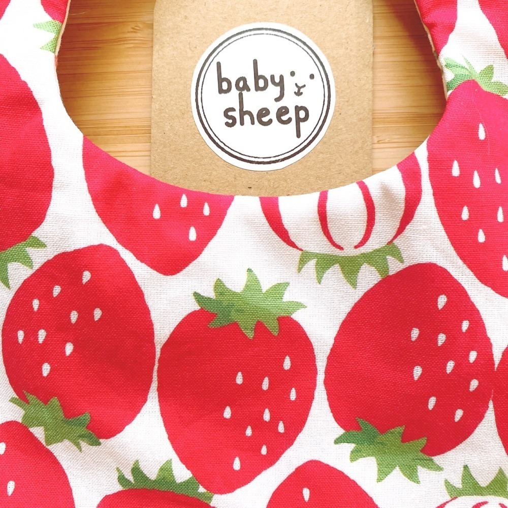 【babysheep】8層棉大草莓圍兜 蛋型圓兜 花型圍兜 圍兜兜 三角圍兜 寶寶口水巾 手作圍兜 圍兜 口水巾 吸水兜-細節圖3