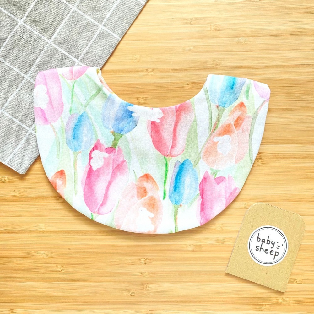 特價出清【babysheep】6層鬱金香兔子圍兜 蛋型圓兜 女寶圍兜 圍兜兜 寶寶口水巾 手作圍兜 圍兜 口水巾 吸水兜-細節圖2