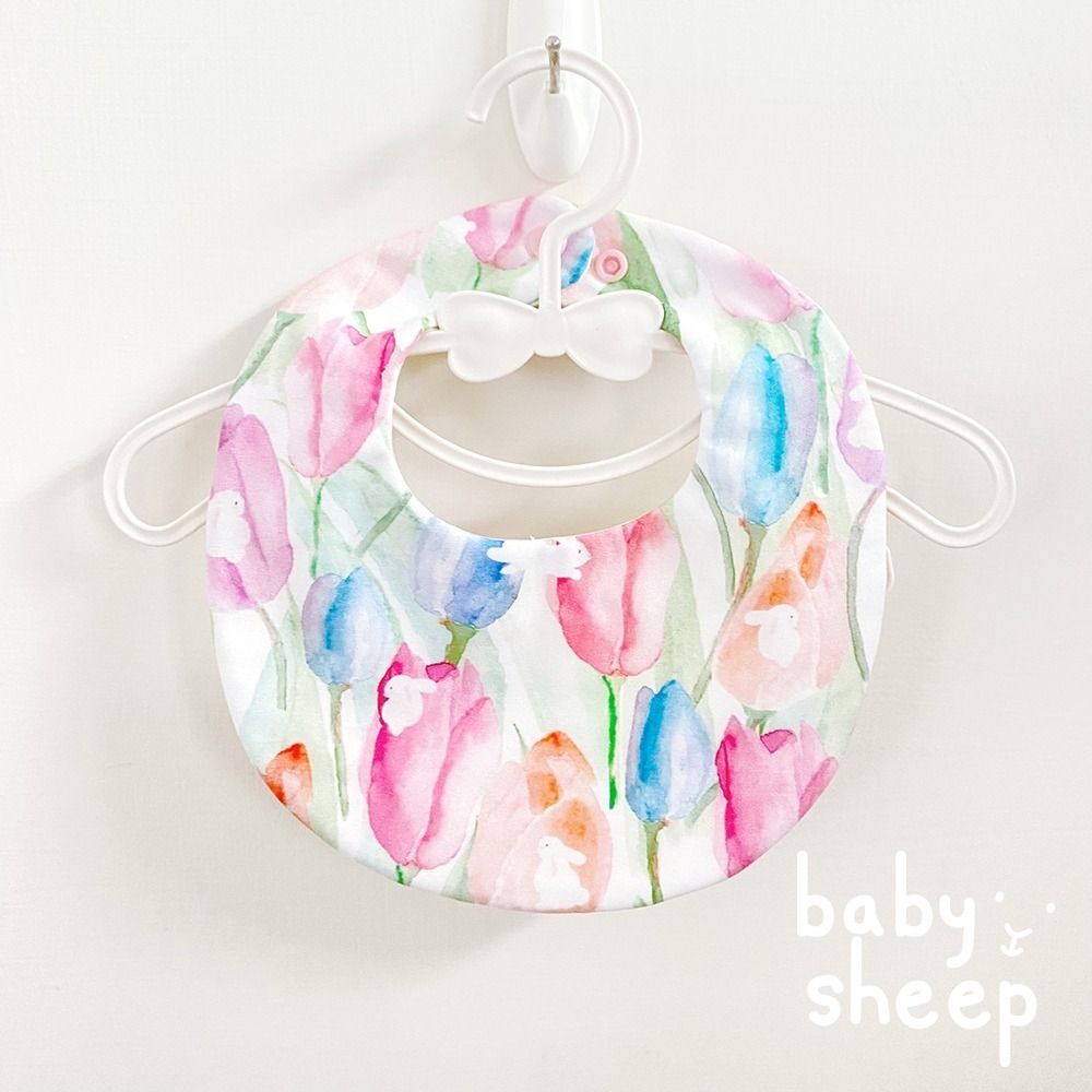 特價出清【babysheep】6層鬱金香兔子圍兜 蛋型圓兜 女寶圍兜 圍兜兜 寶寶口水巾 手作圍兜 圍兜 口水巾 吸水兜-細節圖4