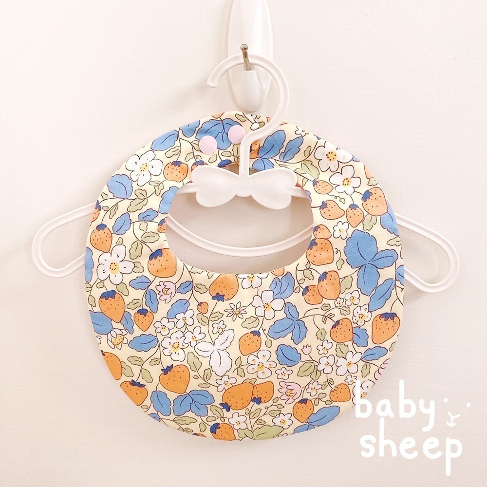 【babysheep】特價8層清新草莓圍兜 蛋型圓兜 草莓 花圍兜 圍兜兜 寶寶口水巾 手作圍兜 圍兜 口水巾 吸水兜-細節圖4