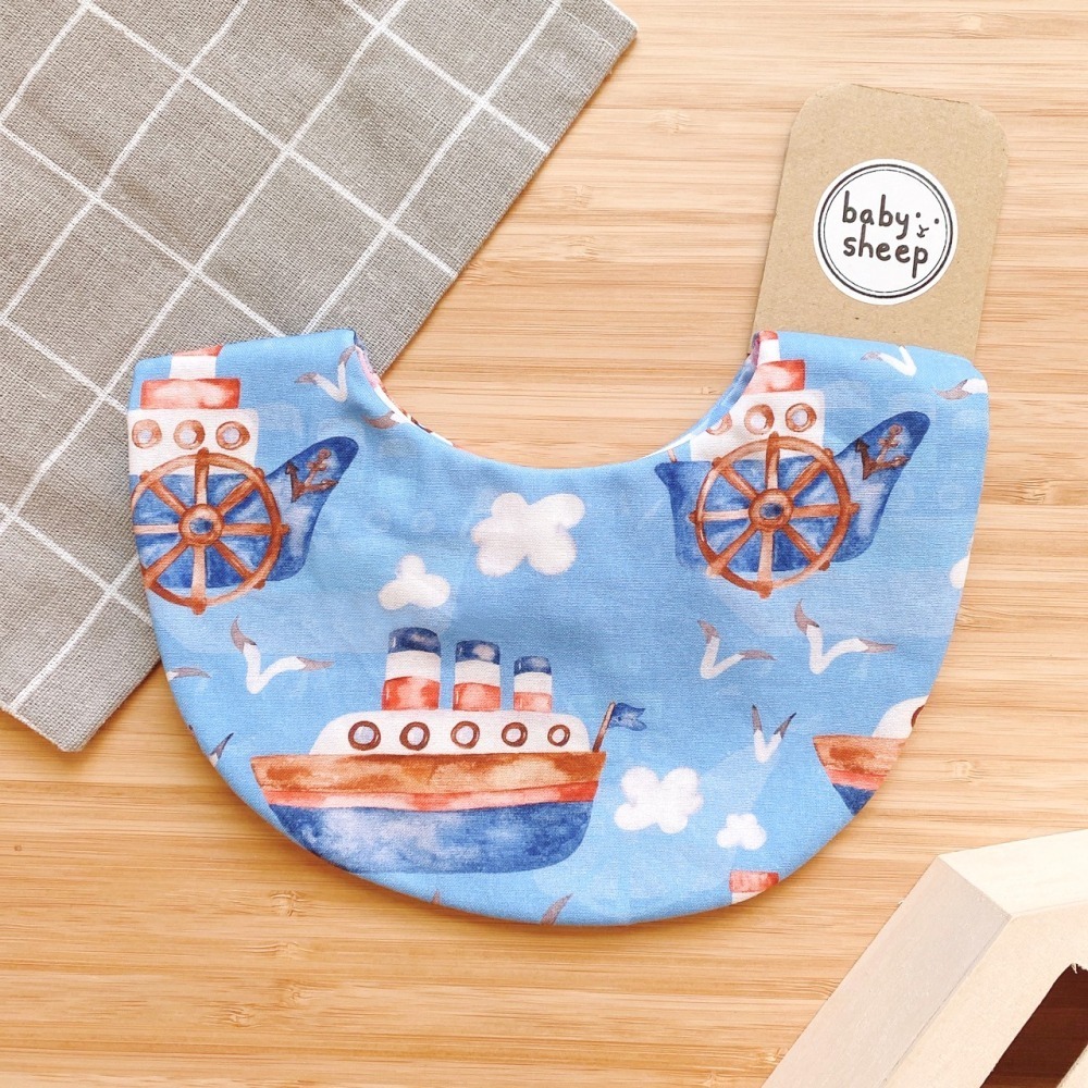 【babysheep】旅遊輪船圍兜 蛋型圓兜 花型圍兜 圍兜兜 三角圍兜 寶寶口水巾 手作圍兜 圍兜 口水巾 吸水兜-細節圖2