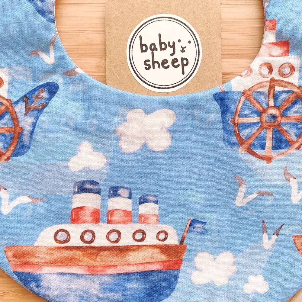 【babysheep】旅遊輪船圍兜 蛋型圓兜 花型圍兜 圍兜兜 三角圍兜 寶寶口水巾 手作圍兜 圍兜 口水巾 吸水兜-細節圖3