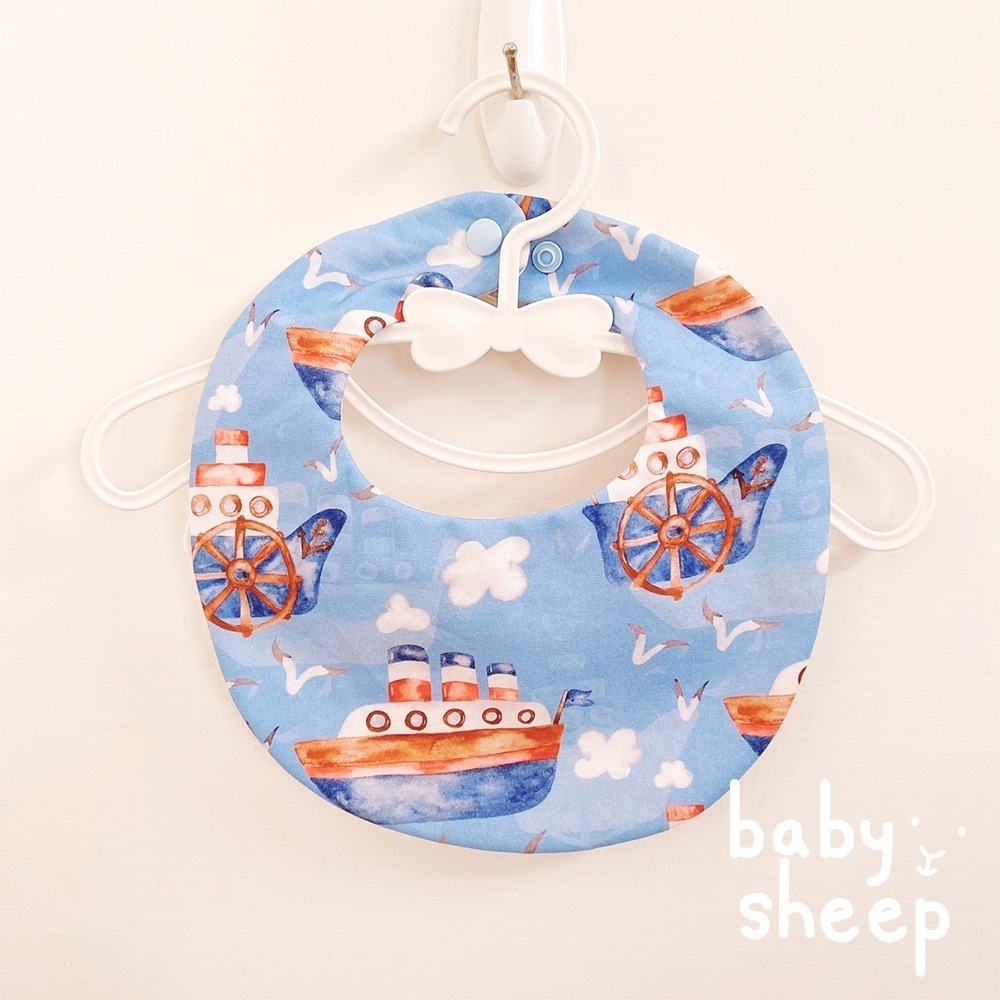 【babysheep】旅遊輪船圍兜 蛋型圓兜 花型圍兜 圍兜兜 三角圍兜 寶寶口水巾 手作圍兜 圍兜 口水巾 吸水兜-細節圖4