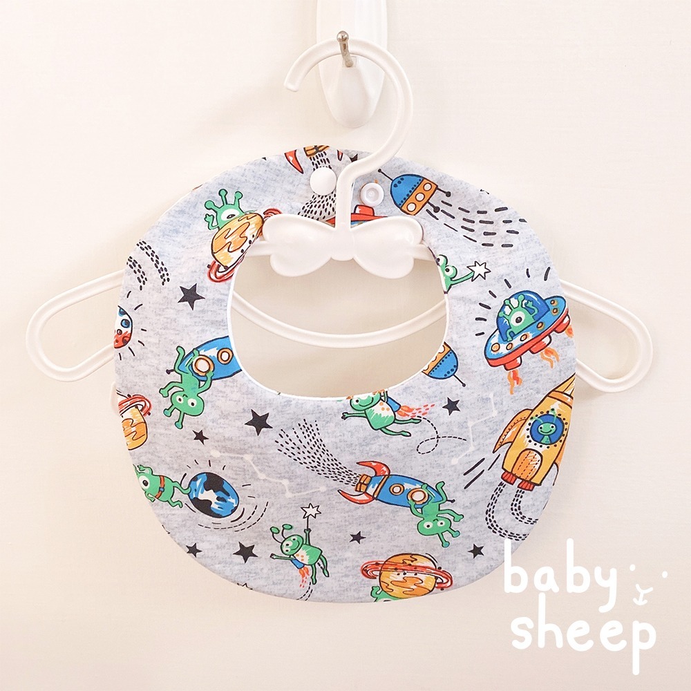 【babysheep】日製6層外星世界圍兜 蛋型圓兜 女寶圍兜 圍兜兜 寶寶口水巾 手作圍兜 圍兜 口水巾 吸水兜 客製-細節圖4