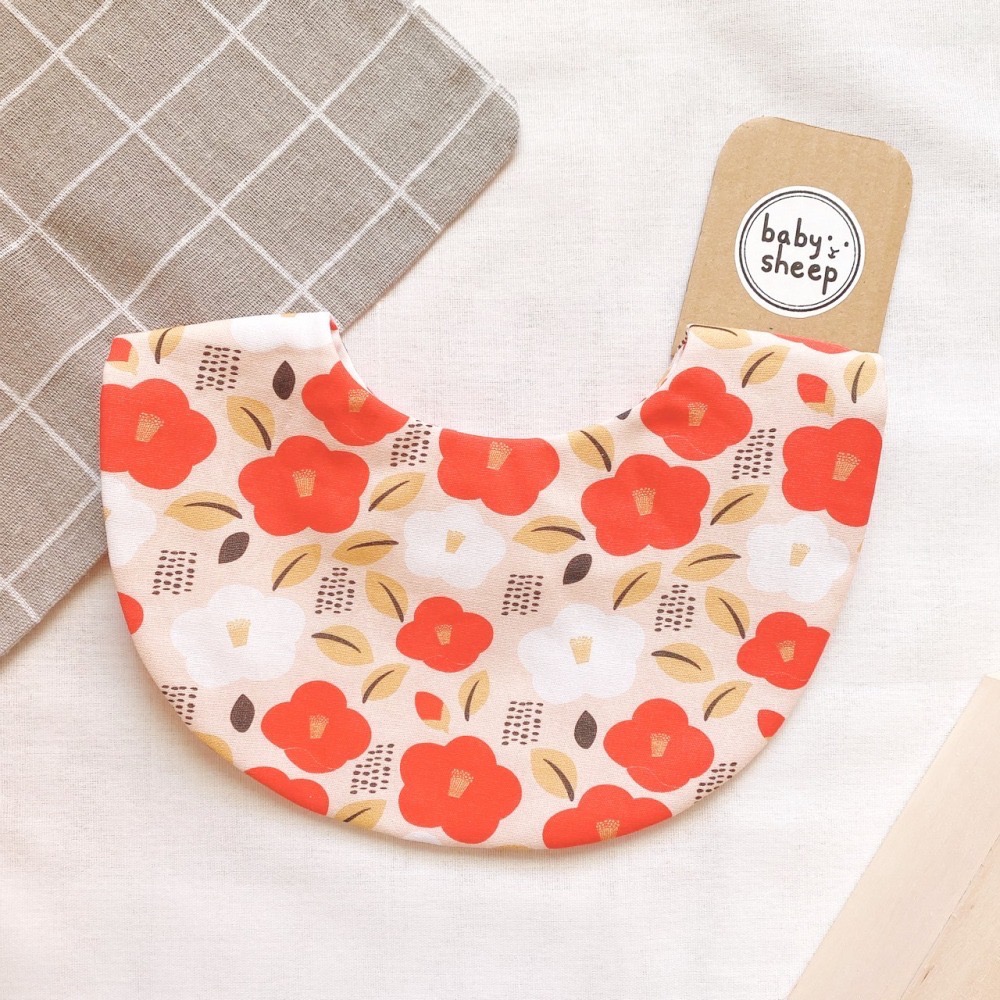【babysheep】6層日系山茶花圍兜 蛋型圓兜 女寶圍兜 圍兜兜 寶寶口水巾 手作圍兜 圍兜 口水巾 吸水兜 客製-細節圖2