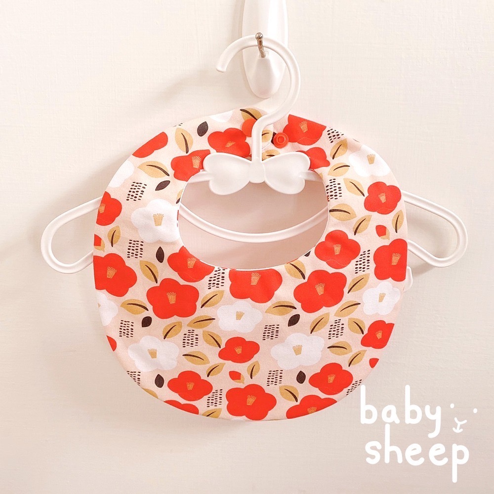 【babysheep】6層日系山茶花圍兜 蛋型圓兜 女寶圍兜 圍兜兜 寶寶口水巾 手作圍兜 圍兜 口水巾 吸水兜 客製-細節圖4