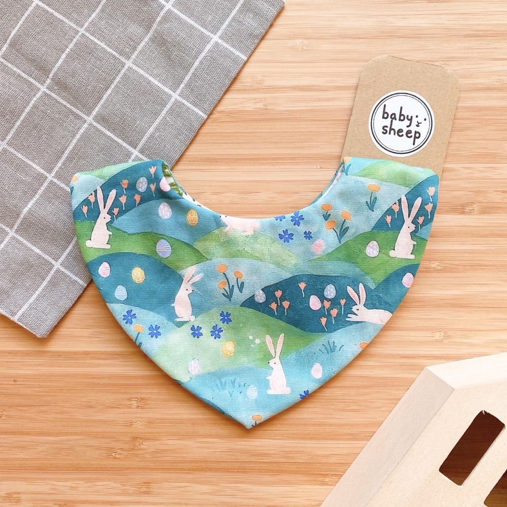 【babysheep】6層棉草原兔子三角圍兜 尖型 蛋型圍兜 圍兜兜 三角圍兜 寶寶口水巾 手作圍兜 圍兜 口水巾 純棉-細節圖2