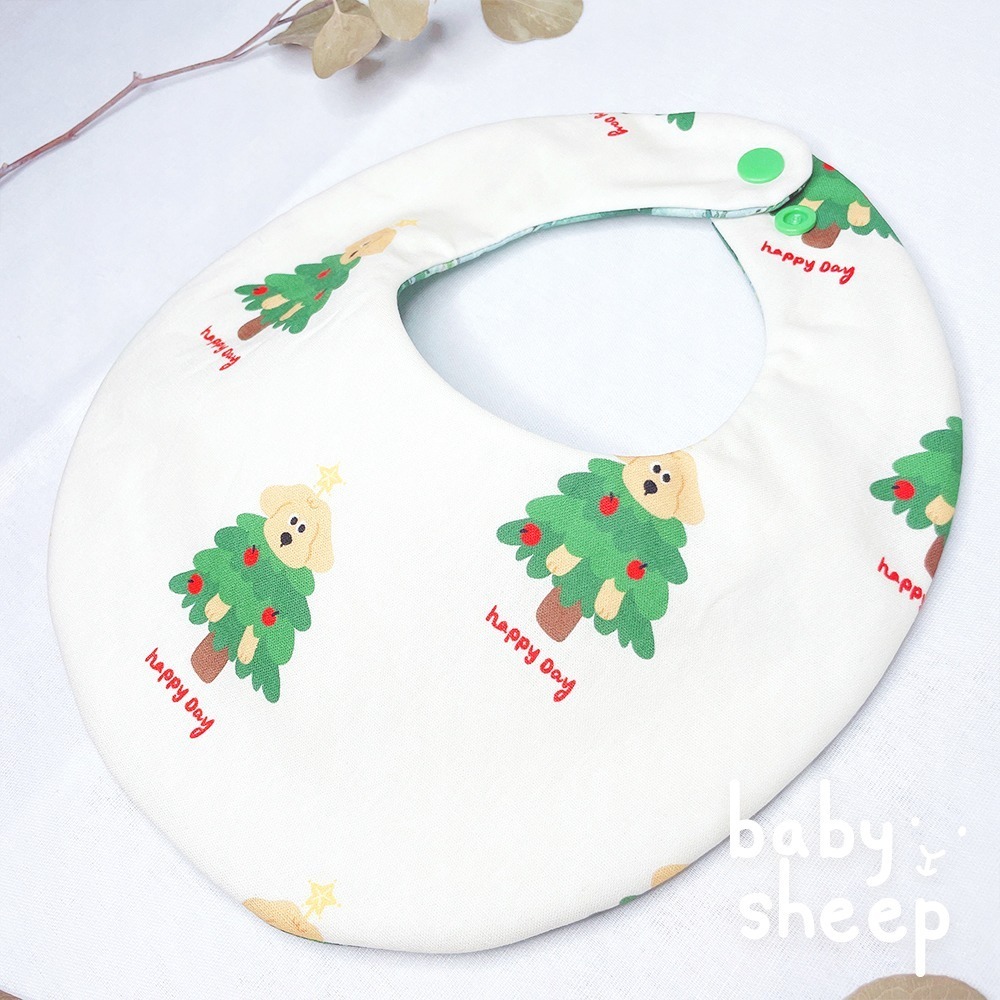 【babysheep】特價🔥8層棉聖誕樹狗狗圍兜 蛋型圓兜 聖誕圍兜 狗狗圍兜 圍兜兜 手作圍兜 圍兜 手作 聖誕節-細節圖2