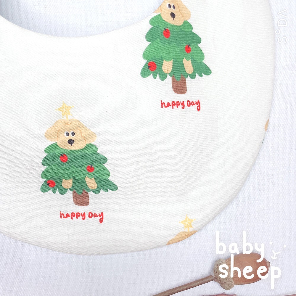 【babysheep】特價🔥8層棉聖誕樹狗狗圍兜 蛋型圓兜 聖誕圍兜 狗狗圍兜 圍兜兜 手作圍兜 圍兜 手作 聖誕節-細節圖4