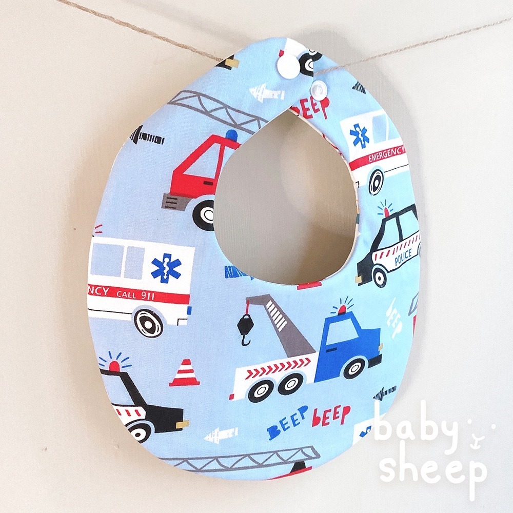 【babysheep】8層棉交通車圍兜 工具車圍兜 車車兜 交通車 蛋型圓兜 圍兜兜 手作圍兜 圍兜 口水巾 吸水兜-細節圖2