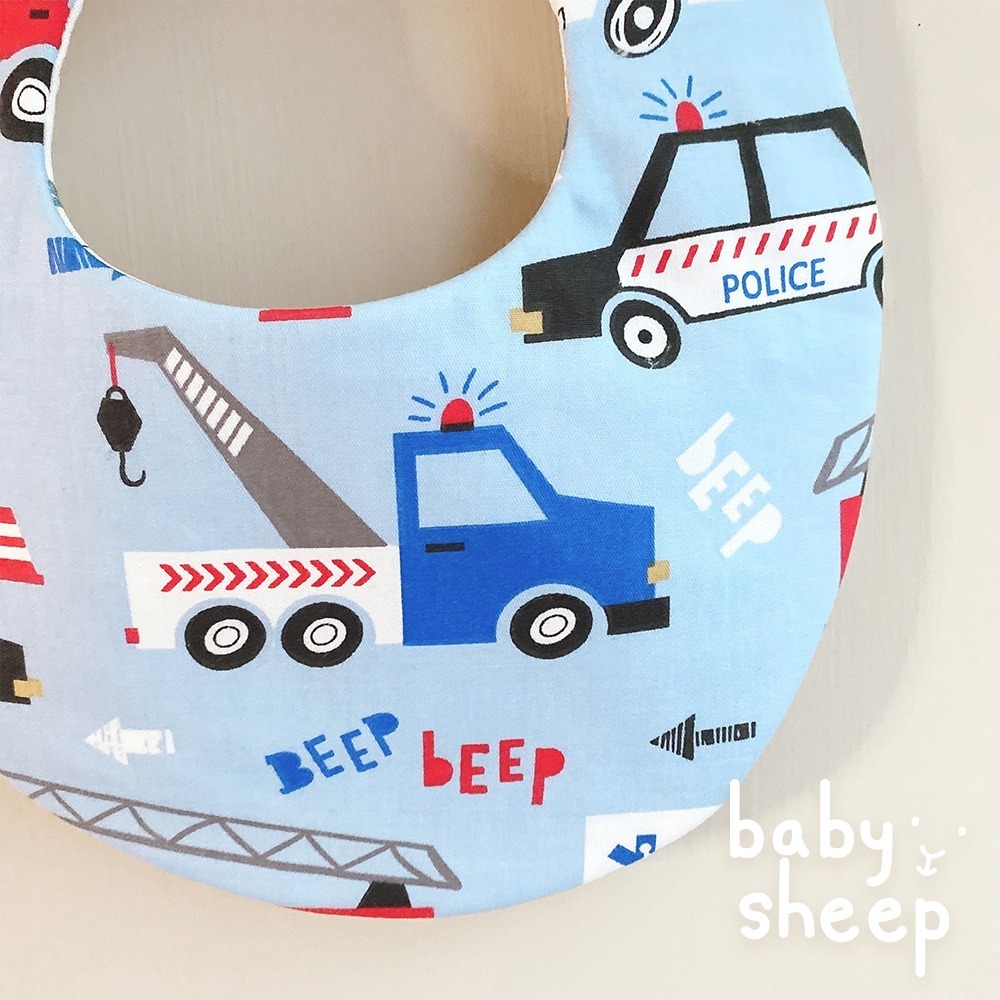 【babysheep】8層棉交通車圍兜 工具車圍兜 車車兜 交通車 蛋型圓兜 圍兜兜 手作圍兜 圍兜 口水巾 吸水兜-細節圖3