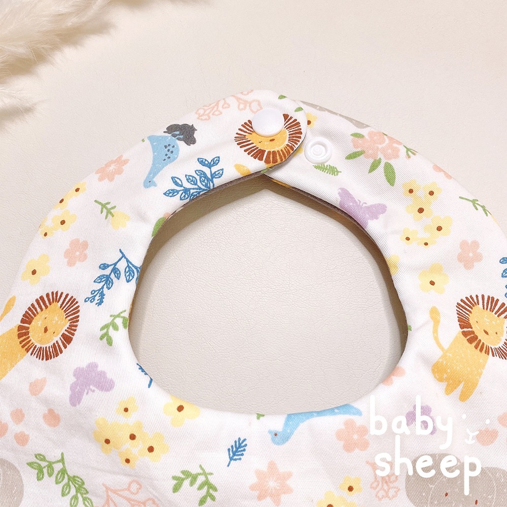 【babysheep】8層棉可愛動物們圍兜 蛋型圓兜 男寶圍兜 圍兜兜 雙面圍兜 寶寶口水巾 手作圍兜 口水巾 吸水兜-細節圖3