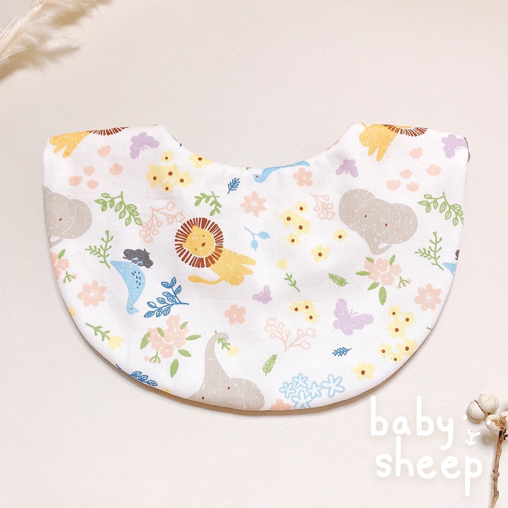 【babysheep】8層棉可愛動物們圍兜 蛋型圓兜 男寶圍兜 圍兜兜 雙面圍兜 寶寶口水巾 手作圍兜 口水巾 吸水兜-細節圖4