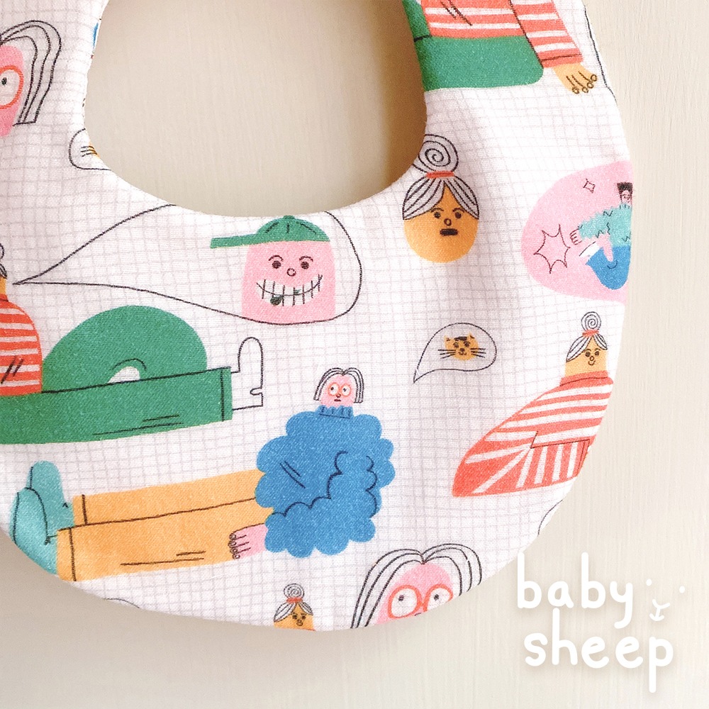 【babysheep】9層棉好朋友二重紗兜 蛋型圓兜 朋友圍兜 圍兜兜 童趣 手作圍兜 口水巾 吸水兜 手作-細節圖3