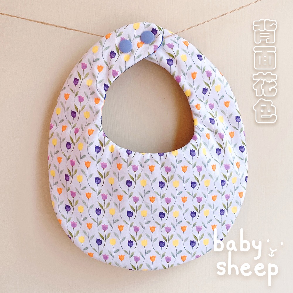 【babysheep】8層紫色花朵喵口水巾 小花貓 貓咪 小花 寶寶口水巾 手作圍兜 圍兜 口水巾 吸水兜 手作 客製-細節圖4