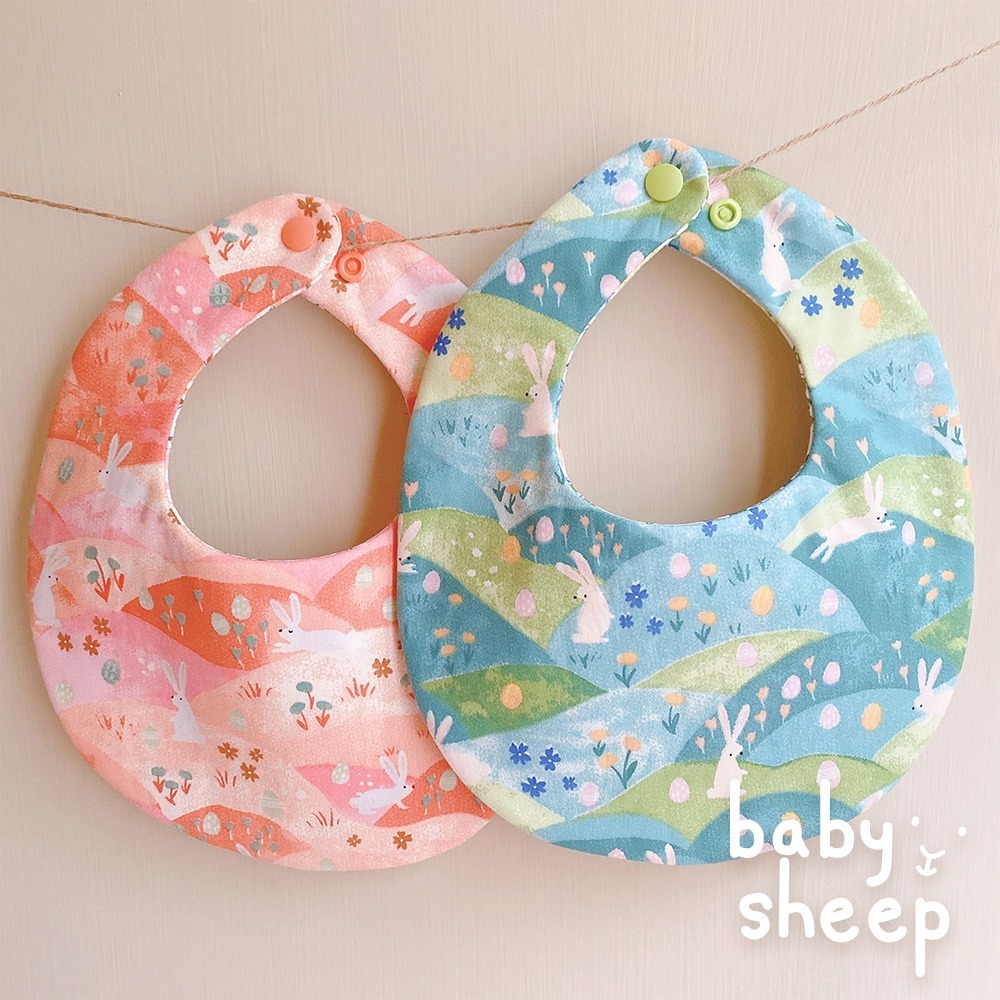 【babysheep】8層棉草原兔子圍兜 三角圍兜 圍兜兜 尖型圍兜 兔子 草原 動物 手作圍兜 圍兜 棉布 口水巾-細節圖5
