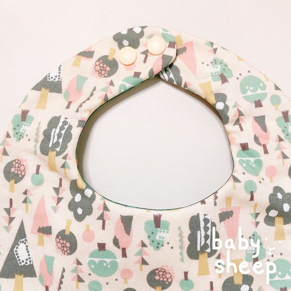 【babysheep】8層日製幾何森林圍兜 幾何風 蛋型圓兜 圍兜兜 寶寶口水巾 手作圍兜 圍兜 口水巾 吸水兜-細節圖2