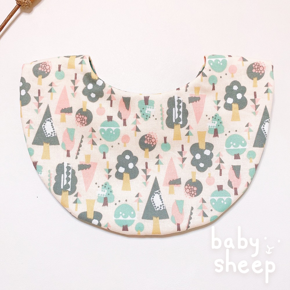 【babysheep】8層日製幾何森林圍兜 幾何風 蛋型圓兜 圍兜兜 寶寶口水巾 手作圍兜 圍兜 口水巾 吸水兜-細節圖4