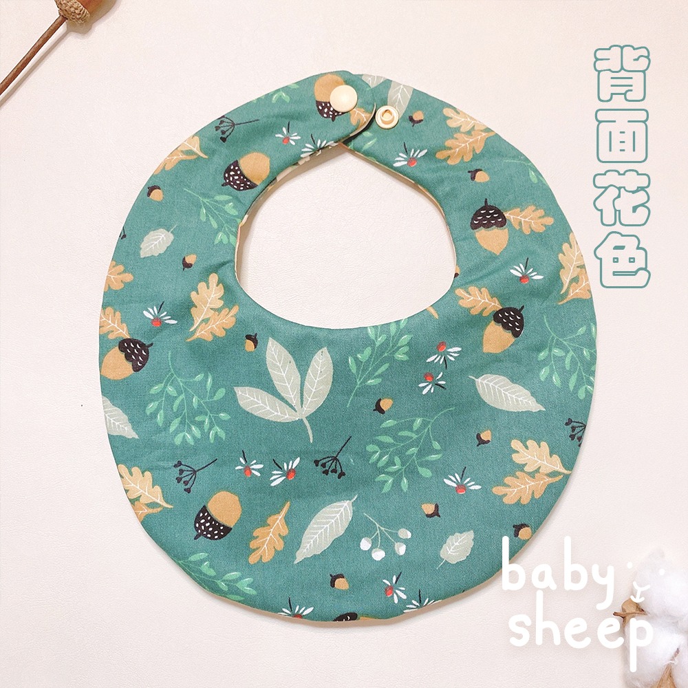 【babysheep】8層日製幾何森林圍兜 幾何風 蛋型圓兜 圍兜兜 寶寶口水巾 手作圍兜 圍兜 口水巾 吸水兜-細節圖5
