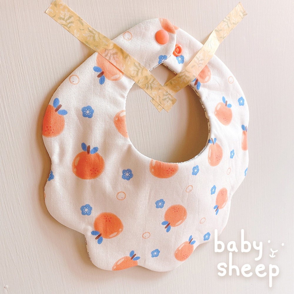 【babysheep】8層橘子小花口水巾 橘子 小花圍兜 蛋型圓兜 圍兜兜 花型 好搭 手作圍兜 圍兜 吸水兜 手作-細節圖4