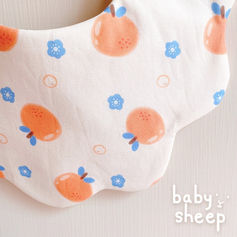 【babysheep】8層橘子小花口水巾 橘子 小花圍兜 蛋型圓兜 圍兜兜 花型 好搭 手作圍兜 圍兜 吸水兜 手作-細節圖5