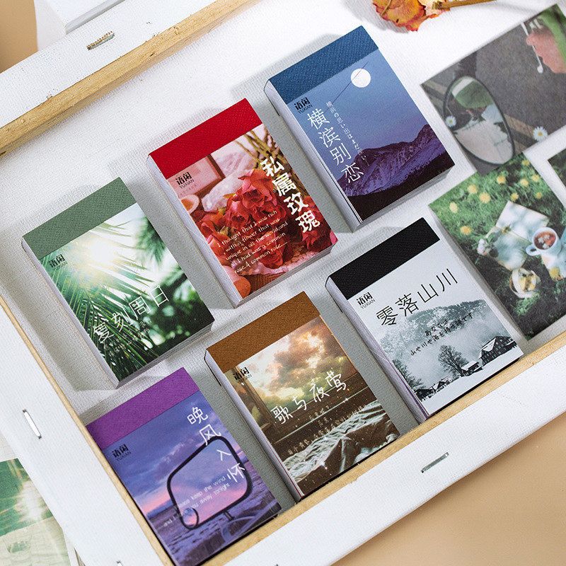 語閑和紙貼紙本 馥奇系列 ins風清新手帳DIY素材裝飾貼畫本 50張豆豆本貼紙-細節圖4