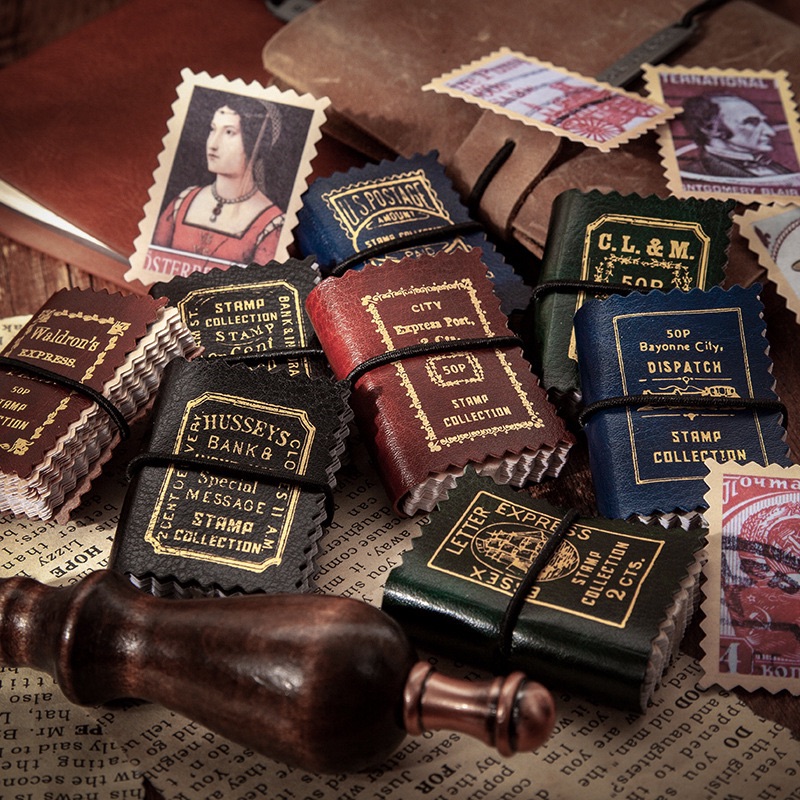 美好的一天和紙貼紙本 郵票藏館系列 復古文藝手帳DIY素材裝飾貼豆豆本-細節圖2