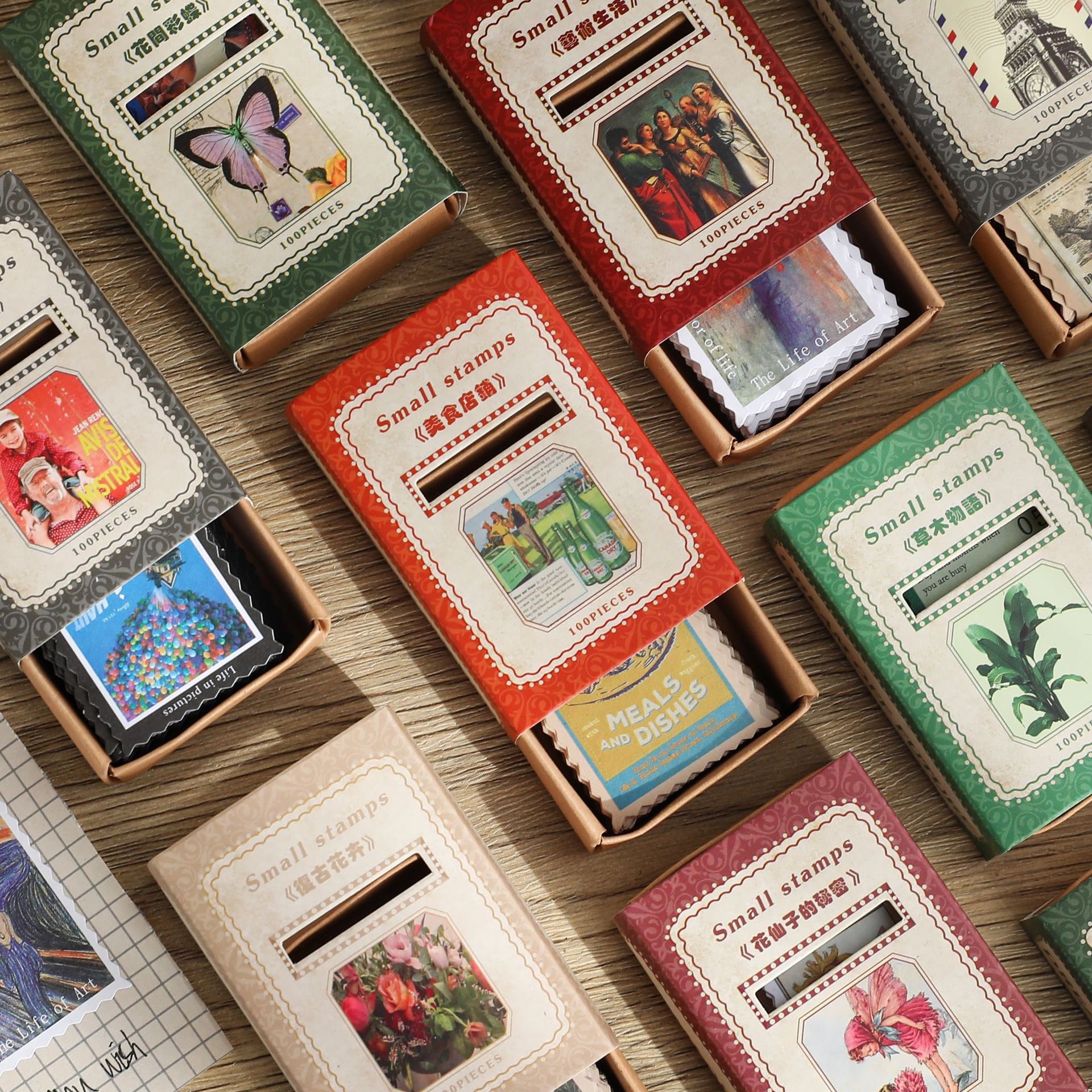 盒裝貼紙 夢的未來系列 100張創意復古ins風手帳DIY素材裝飾貼-細節圖6