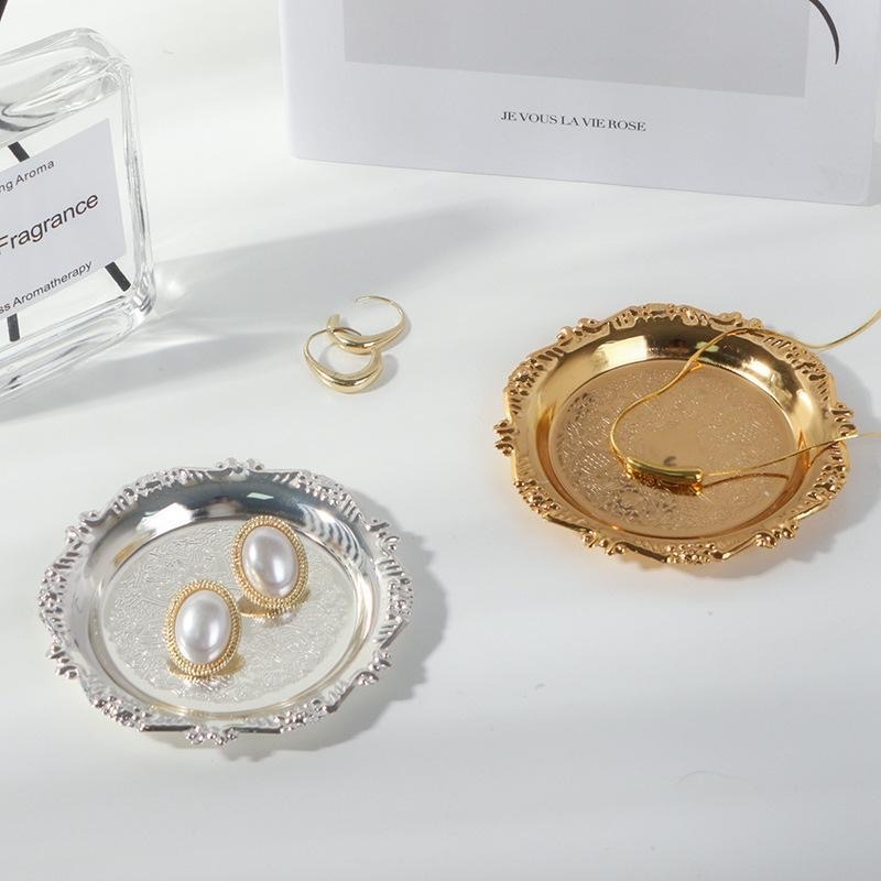 ins復古雕花金屬小托盤香薰蠟燭盤首飾擺件宮廷風咖啡廳拍照道具小紅書-細節圖2