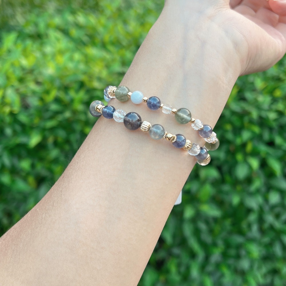 菫青 綠兔毛水晶 拉長石-細節圖2